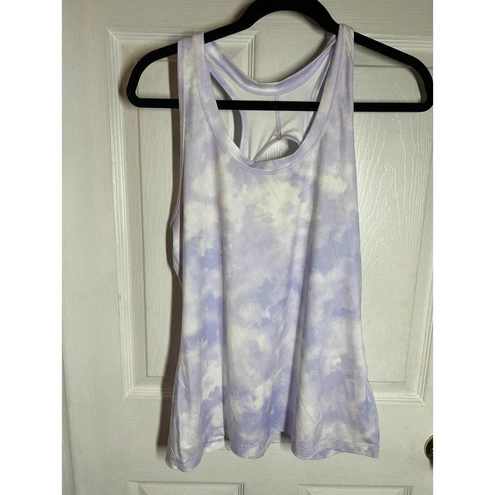 Athleta Women’s Nitro Tank Top, Light Purple & White Tie-Dye, Keyhole, Size M